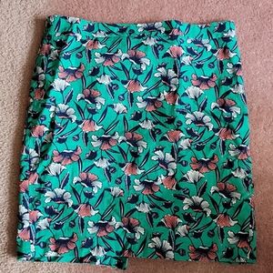 Aqua Floral Print Pencil Skirt